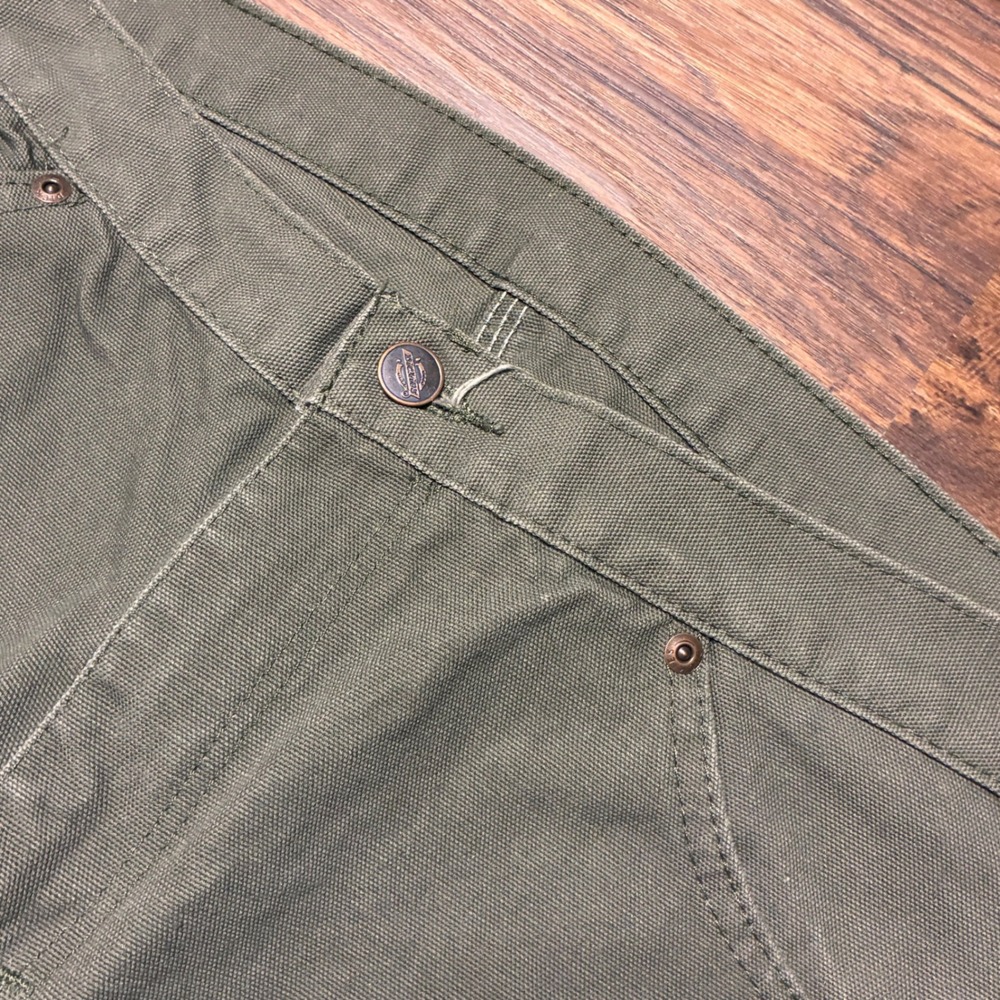 Dickies 1939 Carpenter Pants Mens 34x32 Rinsed Moss Green Duck Canvas Workwear - Picture 7 of 8